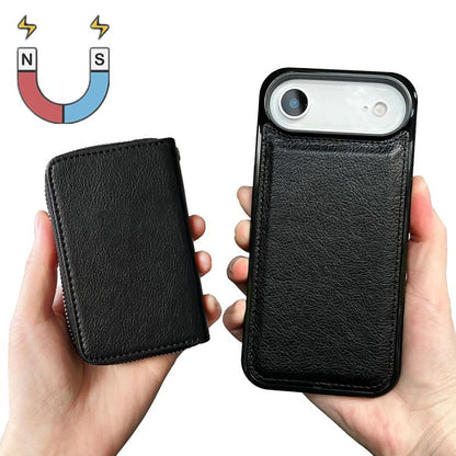 For iPhone Air Solid Color Zipper 11-Card Slots Bag Phone Case with Lanyard(Black) - iPhone Air Cases by buy2fix | Online Shopping UK | buy2fix