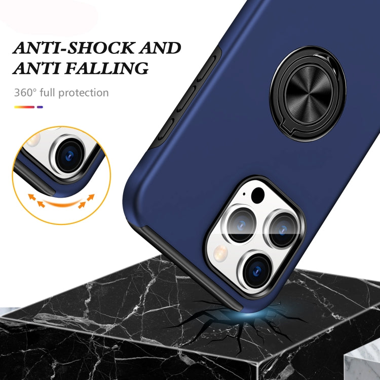 For iPhone 16 Pro Max Magnetic Ring Holder Phone Case(Navy Blue) by buy2fix