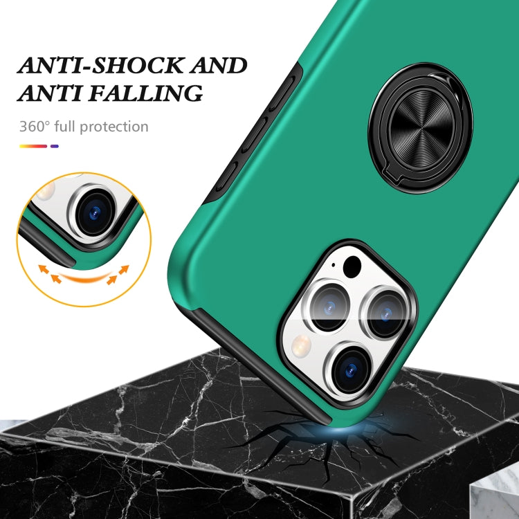 For iPhone 16 Pro Max Magnetic Ring Holder Phone Case(Dark Green) by buy2fix