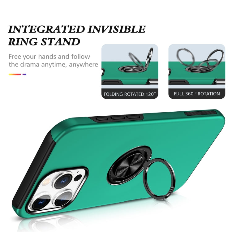 For iPhone 16 Pro Max Magnetic Ring Holder Phone Case(Dark Green) by buy2fix