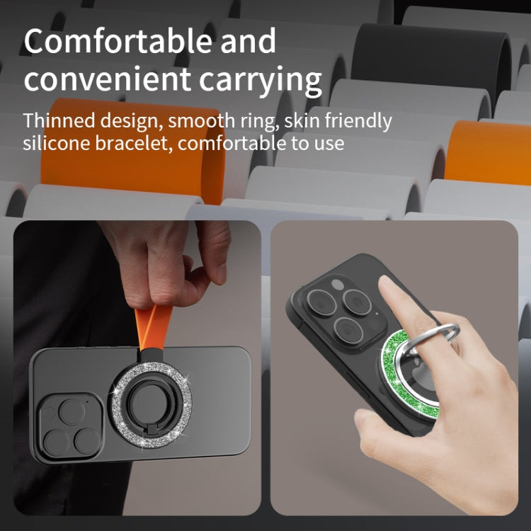 Glitter Magnetic Ring Buckle Holder(Black + Orange) - Ring Holder by buy2fix | Online Shopping UK | buy2fix