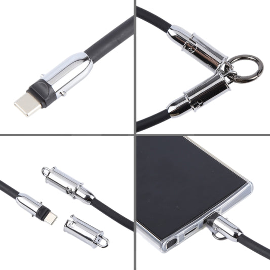 USB-C / Type-C to Type-C Data Cable Phone Anti-lost Short Lanyard, Length: 30cm(Blue Braid) - USB-C & Type-C Cable by buy2fix | Online Shopping UK | buy2fix
