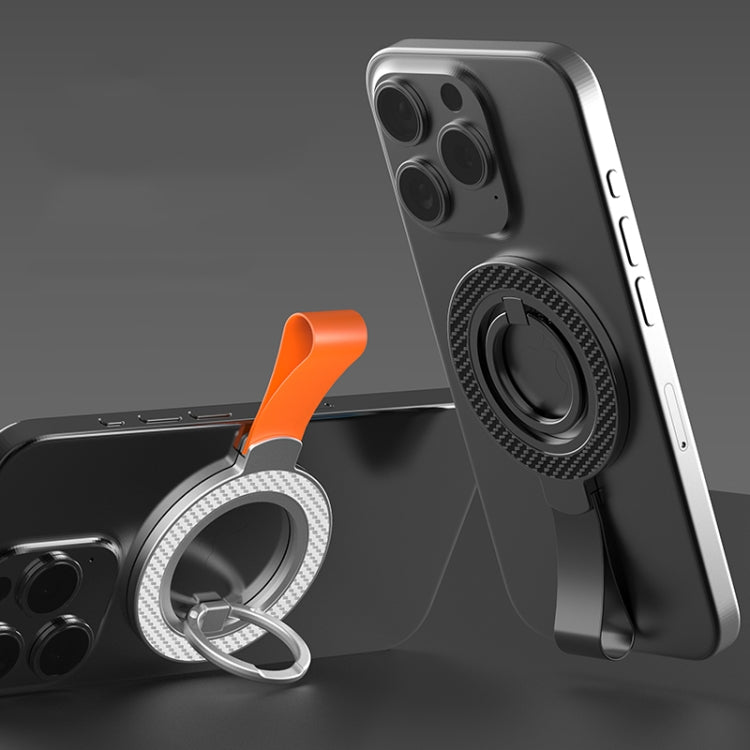 Carbon Fiber Magnetic Ring Buckle Holder(Black + Orange) - Ring Holder by buy2fix | Online Shopping UK | buy2fix
