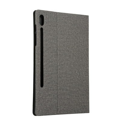 For Samsung Galaxy Tab S7 T870 2020 / Tab S8 Voltage Stretch Fabric Texture Leather Case with Holder(Gray) by buy2fix