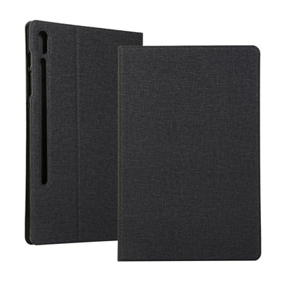 For Samsung Galaxy Tab S7 T870 2020 / Tab S8 Voltage Stretch Fabric Texture Leather Case with Holder(Black) by buy2fix