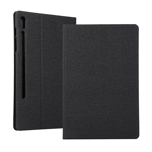 For Samsung Galaxy Tab S7 T870 2020 / Tab S8 Voltage Stretch Fabric Texture Leather Case with Holder(Black) by buy2fix