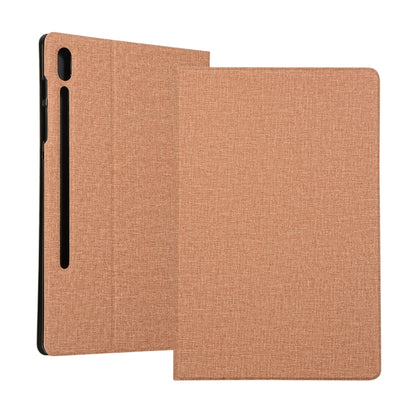 For Samsung Galaxy Tab S7 T870 2020 / Tab S8 Voltage Stretch Fabric Texture Leather Case with Holder(Golden) by buy2fix