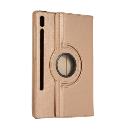 For Samsung Galaxy Tab S7 T870 2020 / Tab S8 Litchi Texture Horizontal Flip 360 Degrees Rotation Leather Case with Holder(Golden) - Other Galaxy Tab PC by buy2fix | Online Shopping UK | buy2fix