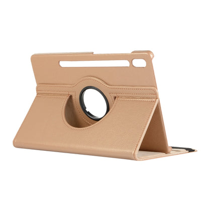 For Samsung Galaxy Tab S7 T870 2020 / Tab S8 Litchi Texture Horizontal Flip 360 Degrees Rotation Leather Case with Holder(Golden) - Other Galaxy Tab PC by buy2fix | Online Shopping UK | buy2fix