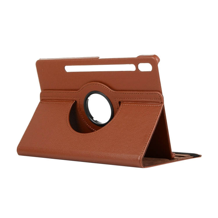 For Samsung Galaxy Tab S7 T870 2020 / Tab S8 Litchi Texture Horizontal Flip 360 Degrees Rotation Leather Case with Holder(Brown) - Other Galaxy Tab PC by buy2fix | Online Shopping UK | buy2fix