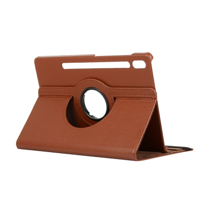 For Samsung Galaxy Tab S7 T870 2020 / Tab S8 Litchi Texture Horizontal Flip 360 Degrees Rotation Leather Case with Holder(Brown) - Other Galaxy Tab PC by buy2fix | Online Shopping UK | buy2fix
