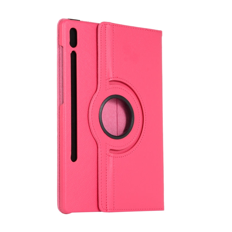 For Samsung Galaxy Tab S7 T870 2020 / Tab S8 Litchi Texture Horizontal Flip 360 Degrees Rotation Leather Case with Holder(Rose Red) - Other Galaxy Tab PC by buy2fix | Online Shopping UK | buy2fix