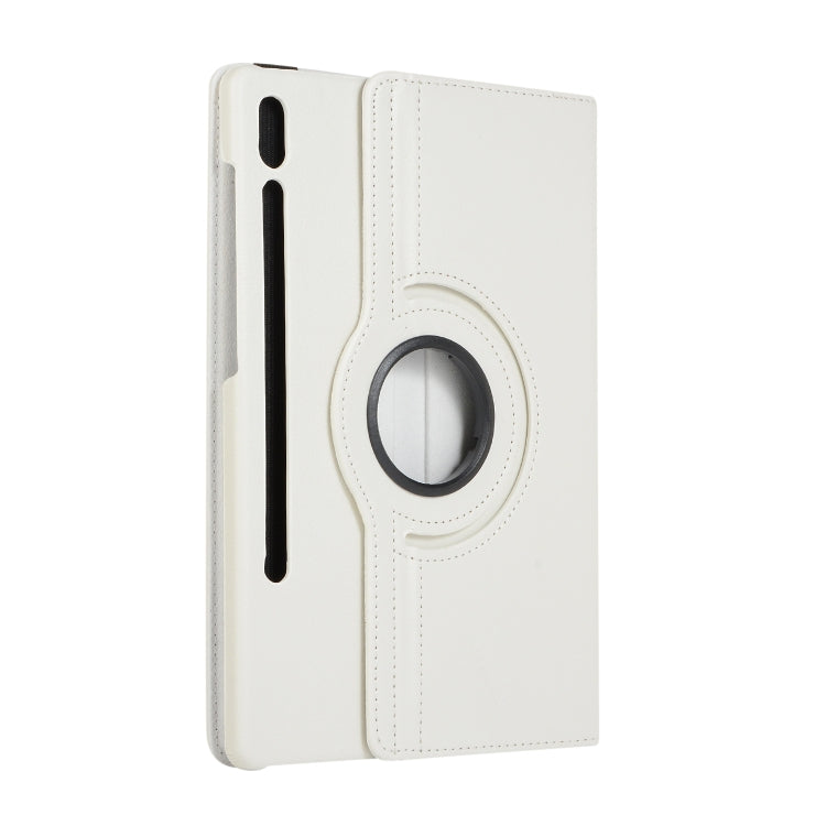 For Samsung Galaxy Tab S7 T870 2020 / Tab S8 Litchi Texture Horizontal Flip 360 Degrees Rotation Leather Case with Holder(White) - Other Galaxy Tab PC by buy2fix | Online Shopping UK | buy2fix