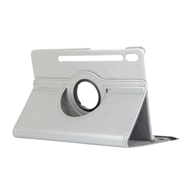 For Samsung Galaxy Tab S7 T870 2020 / Tab S8 Litchi Texture Horizontal Flip 360 Degrees Rotation Leather Case with Holder(Silver) - Other Galaxy Tab PC by buy2fix | Online Shopping UK | buy2fix