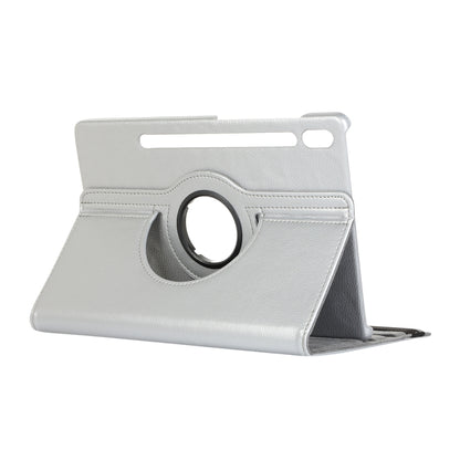 For Samsung Galaxy Tab S7 T870 2020 / Tab S8 Litchi Texture Horizontal Flip 360 Degrees Rotation Leather Case with Holder(Silver) - Other Galaxy Tab PC by buy2fix | Online Shopping UK | buy2fix