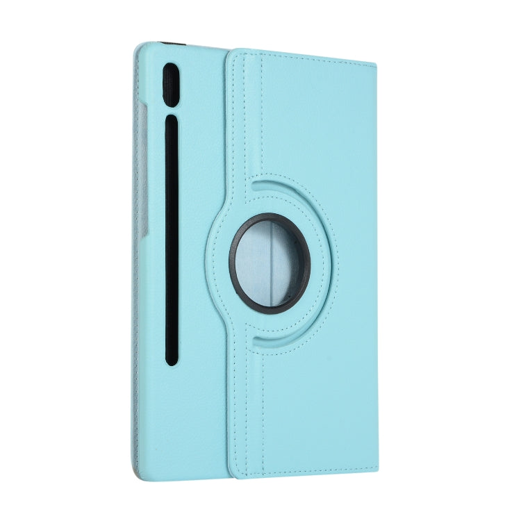 For Samsung Galaxy Tab S7 T870 2020 / Tab S8 Litchi Texture Horizontal Flip 360 Degrees Rotation Leather Case with Holder(Sky Blue) - Other Galaxy Tab PC by buy2fix | Online Shopping UK | buy2fix
