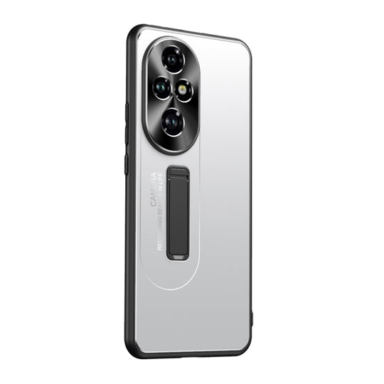 For Honor 200 Pro Frosted Metal Hybrid TPU Holder Phone Case(Silver)