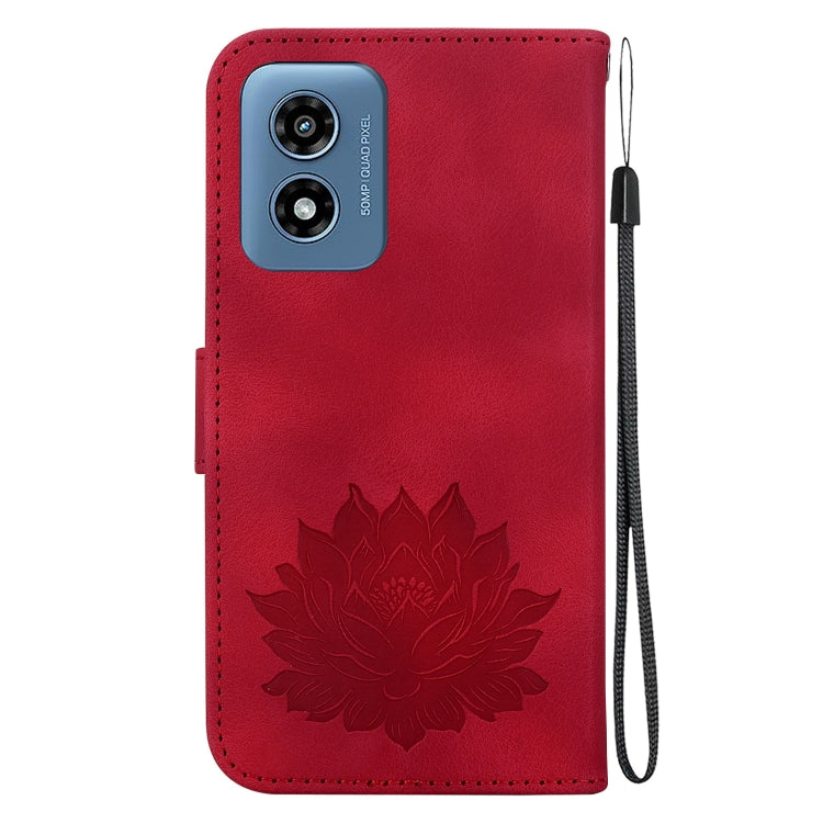 For Motorola Moto G Play 4G 2024 Lotus Embossed Leather Phone Case(Red) by buy2fix