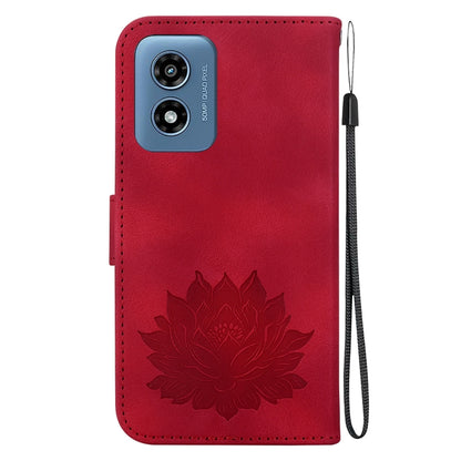 For Motorola Moto G Play 4G 2024 Lotus Embossed Leather Phone Case(Red) by buy2fix