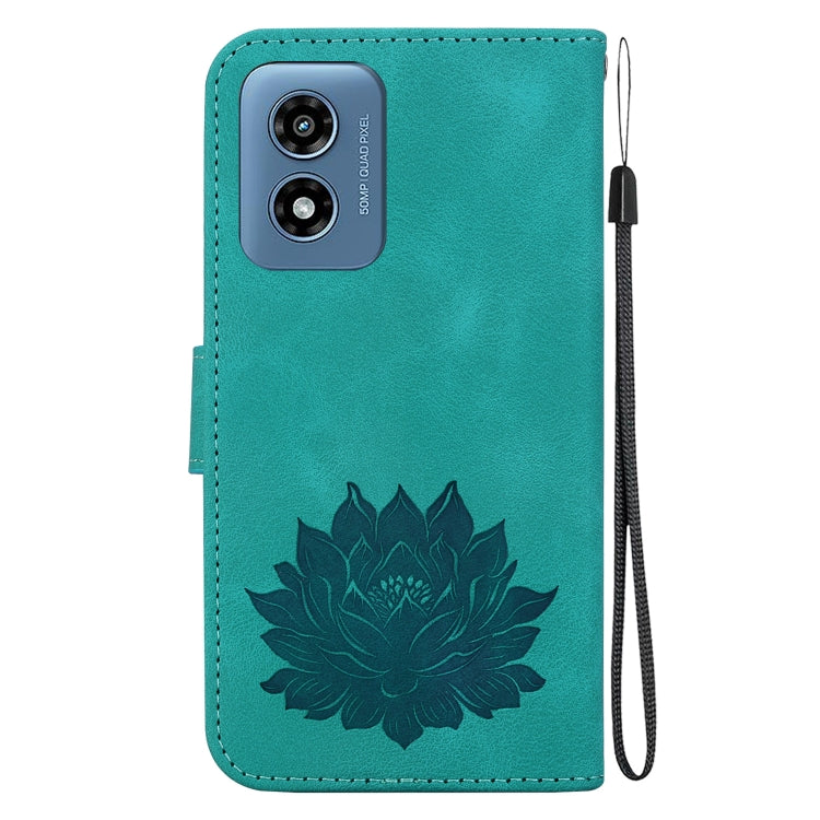 For Motorola Moto G Play 4G 2024 Lotus Embossed Leather Phone Case(Green) by buy2fix