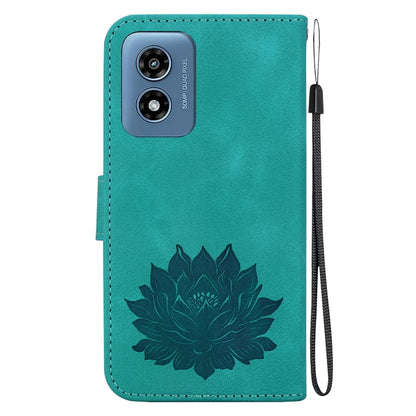 For Motorola Moto G Play 4G 2024 Lotus Embossed Leather Phone Case(Green) by buy2fix