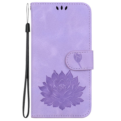 For Motorola Moto G Play 4G 2024 Lotus Embossed Leather Phone Case(Purple) by buy2fix