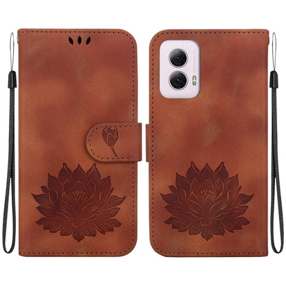 For Motorola Moto G Power 5G 2024 Lotus Embossed Leather Phone Case(Brown) by buy2fix