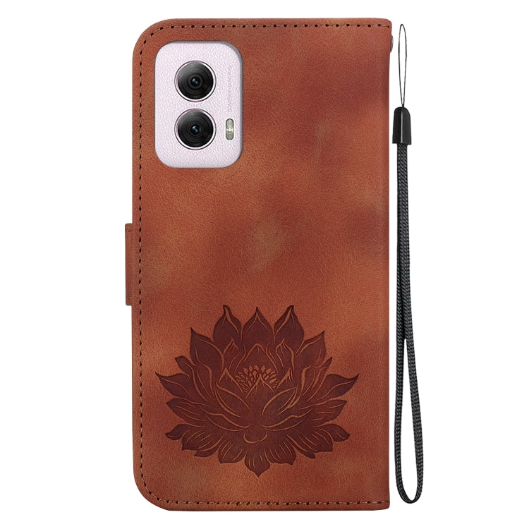 For Motorola Moto G Power 5G 2024 Lotus Embossed Leather Phone Case(Brown) by buy2fix