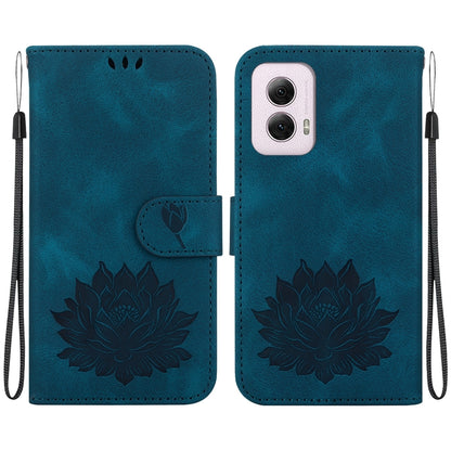For Motorola Moto G Power 5G 2024 Lotus Embossed Leather Phone Case(Dark Blue) by buy2fix