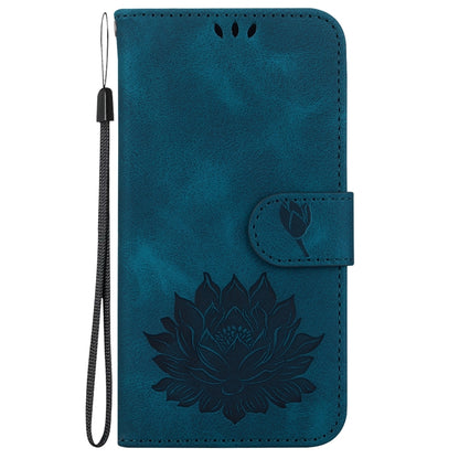 For Motorola Moto G Power 5G 2024 Lotus Embossed Leather Phone Case(Dark Blue) by buy2fix