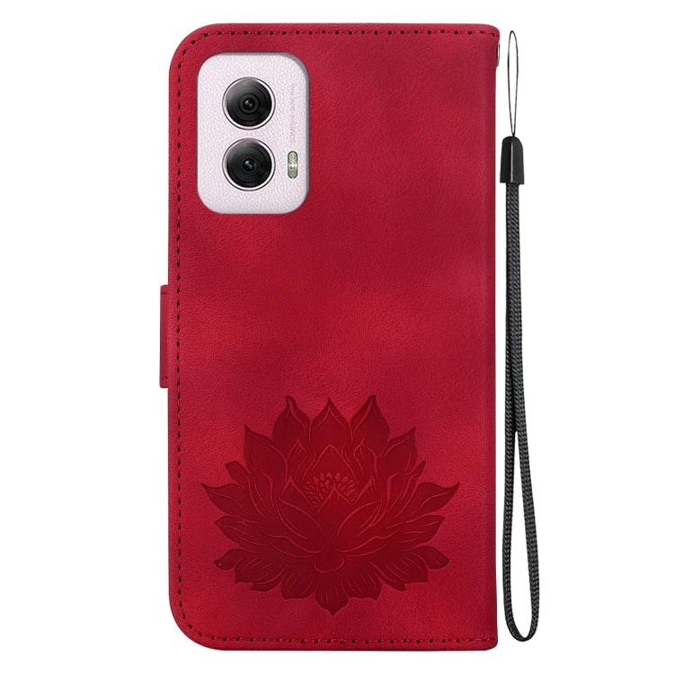 For Motorola Moto G Power 5G 2024 Lotus Embossed Leather Phone Case(Red) by buy2fix