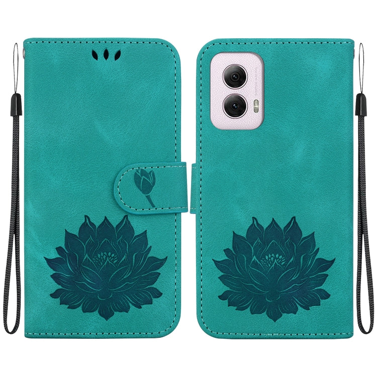 For Motorola Moto G Power 5G 2024 Lotus Embossed Leather Phone Case(Green) by buy2fix