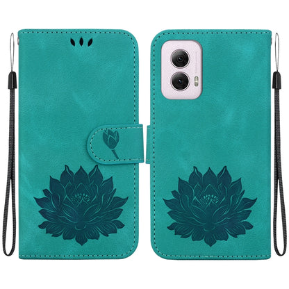 For Motorola Moto G Power 5G 2024 Lotus Embossed Leather Phone Case(Green) by buy2fix