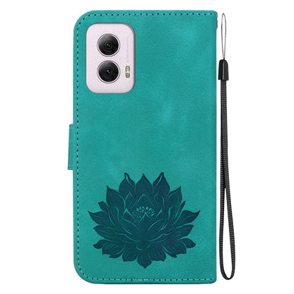 For Motorola Moto G Power 5G 2024 Lotus Embossed Leather Phone Case(Green) by buy2fix