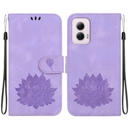 For Motorola Moto G Power 5G 2024 Lotus Embossed Leather Phone Case(Purple) by buy2fix