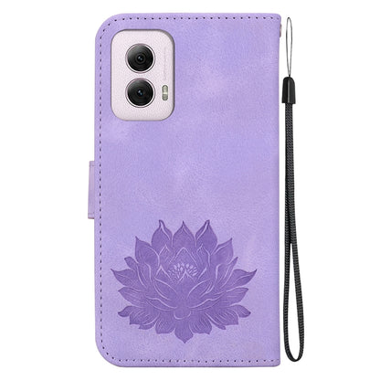 For Motorola Moto G Power 5G 2024 Lotus Embossed Leather Phone Case(Purple) by buy2fix