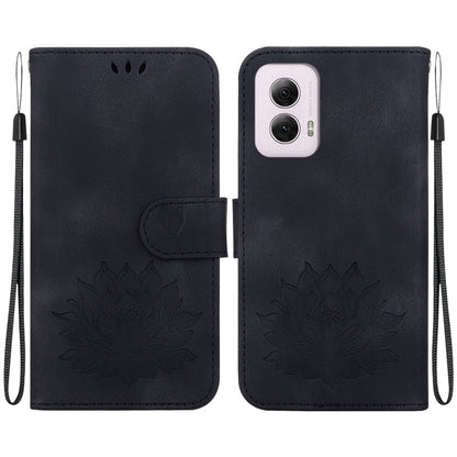 For Motorola Moto G Power 5G 2024 Lotus Embossed Leather Phone Case(Black) by buy2fix