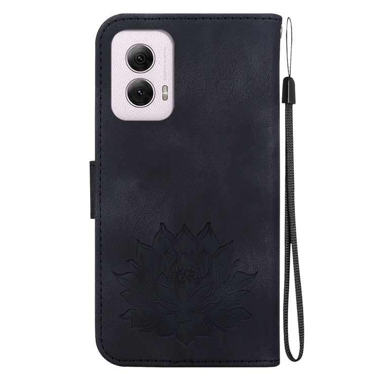 For Motorola Moto G Power 5G 2024 Lotus Embossed Leather Phone Case(Black) by buy2fix