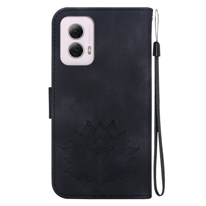 For Motorola Moto G Power 5G 2024 Lotus Embossed Leather Phone Case(Black) by buy2fix