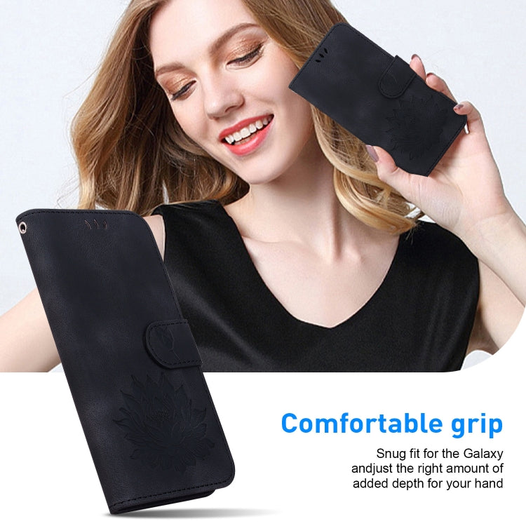 For Motorola Moto G Power 5G 2024 Lotus Embossed Leather Phone Case(Black) by buy2fix