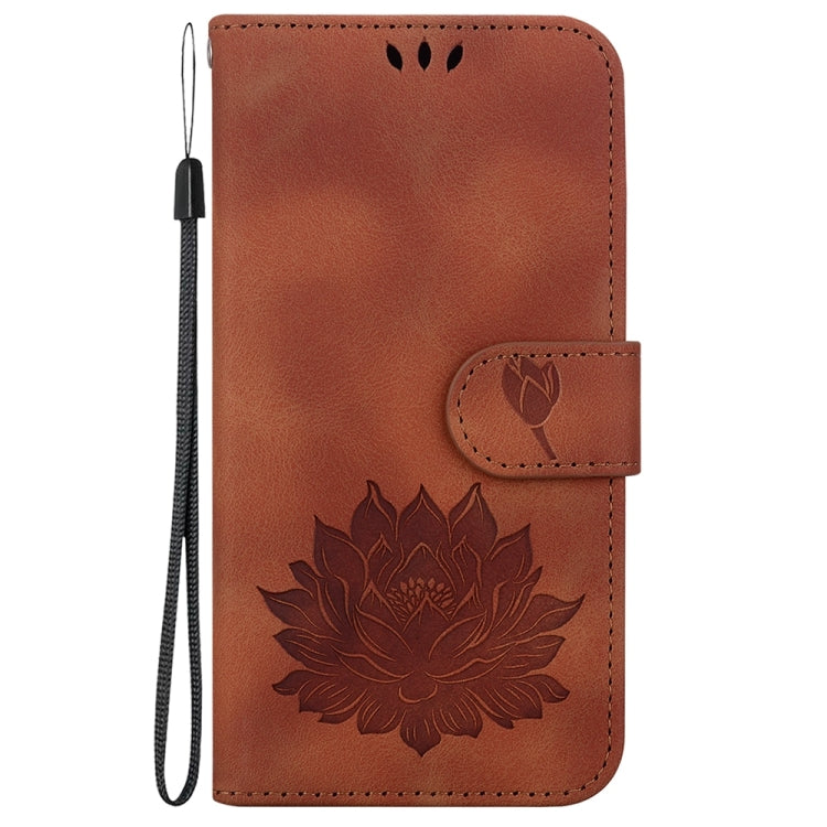 For Motorola Edge 2024 Lotus Embossed Leather Phone Case(Brown) by buy2fix