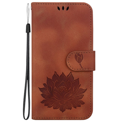 For Motorola Edge 2024 Lotus Embossed Leather Phone Case(Brown) by buy2fix