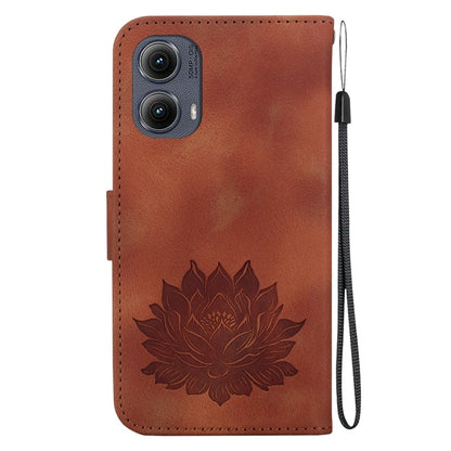 For Motorola Edge 2024 Lotus Embossed Leather Phone Case(Brown) by buy2fix