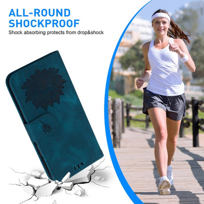 For Motorola Edge 2024 Lotus Embossed Leather Phone Case(Dark Blue) by buy2fix