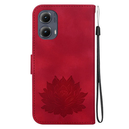 For Motorola Edge 2024 Lotus Embossed Leather Phone Case(Red) by buy2fix