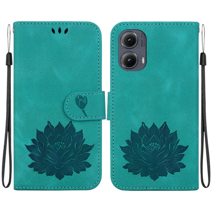 For Motorola Edge 2024 Lotus Embossed Leather Phone Case(Green) by buy2fix