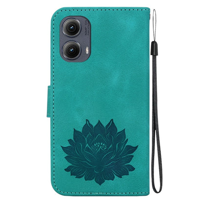For Motorola Edge 2024 Lotus Embossed Leather Phone Case(Green) by buy2fix