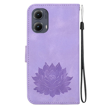 For Motorola Edge 2024 Lotus Embossed Leather Phone Case(Purple) by buy2fix