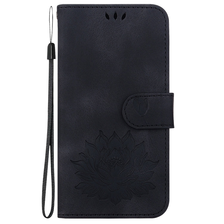 For Motorola Edge 2024 Lotus Embossed Leather Phone Case(Black) by buy2fix