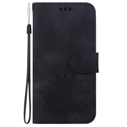 For Motorola Edge 2024 Lotus Embossed Leather Phone Case(Black) by buy2fix